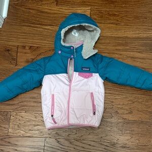 Patagonia Teal and Pink Hooded Jacket